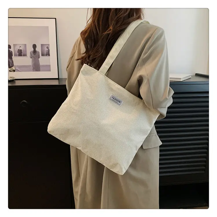 2026 New Corduroy Tote Bag Women Large Capacity Brown — feature 16