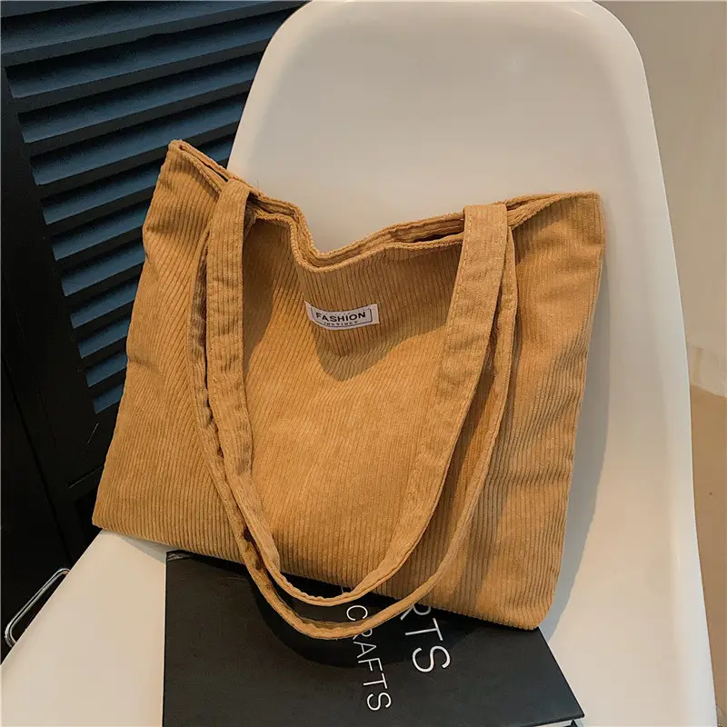 2026 New Corduroy Tote Bag Women Large Capacity Brown