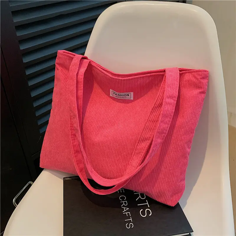 2026 New Corduroy Tote Bag Women Large Capacity Brown