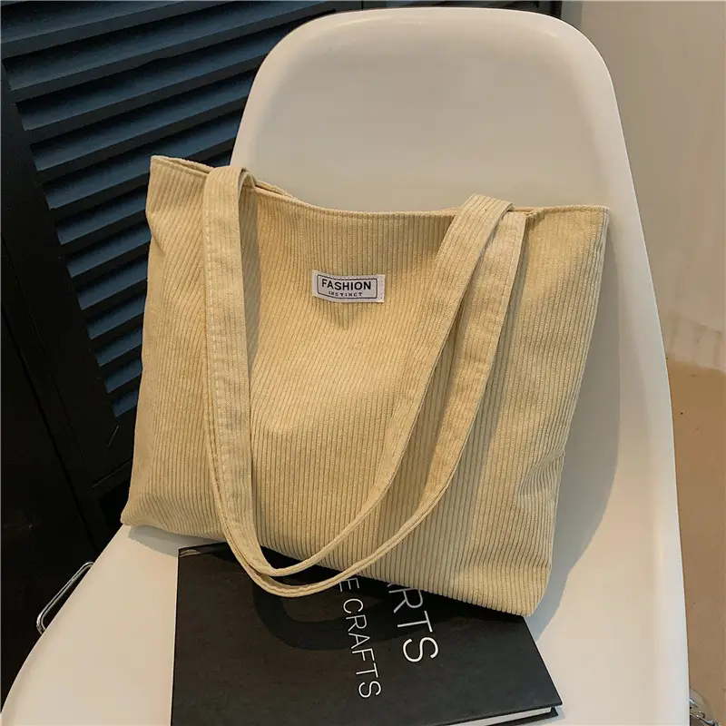 2026 New Corduroy Tote Bag Women Large Capacity Brown