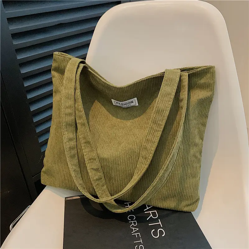 2026 New Corduroy Tote Bag Women Large Capacity Brown