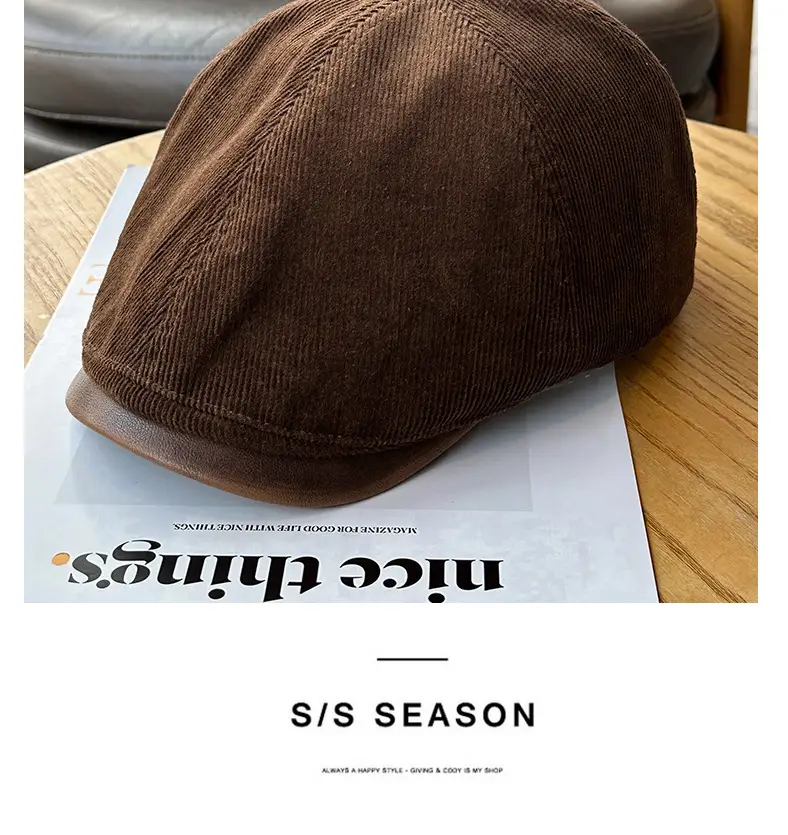 Vintage Corduroy Forward Cap Brown Tan Men Women — feature 14
