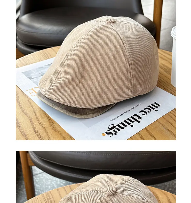 Vintage Corduroy Forward Cap Brown Tan Men Women — feature 6
