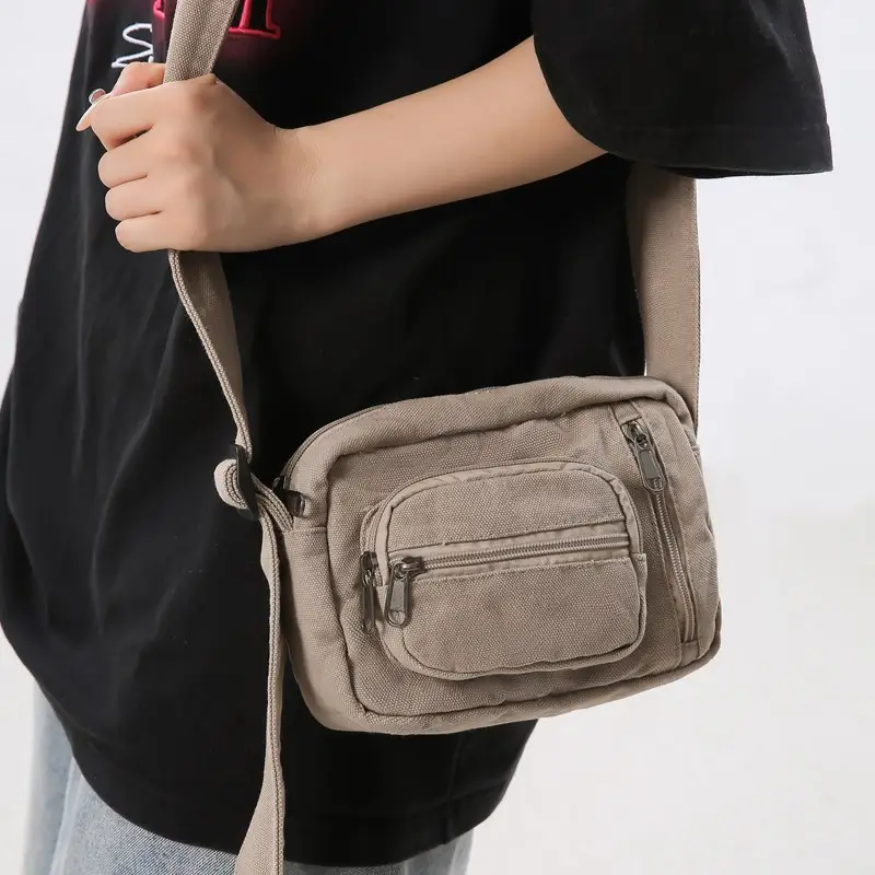 Vintage Wash Denim Crossbody Bag Women Mini Mobile Phone Bag