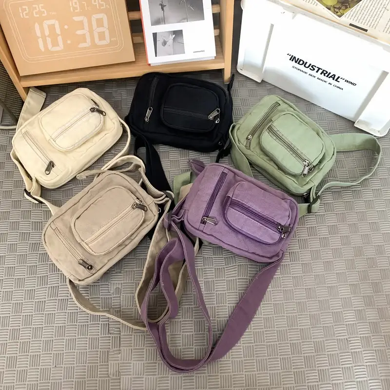 Vintage Wash Denim Crossbody Bag Women Mini Mobile Phone Bag