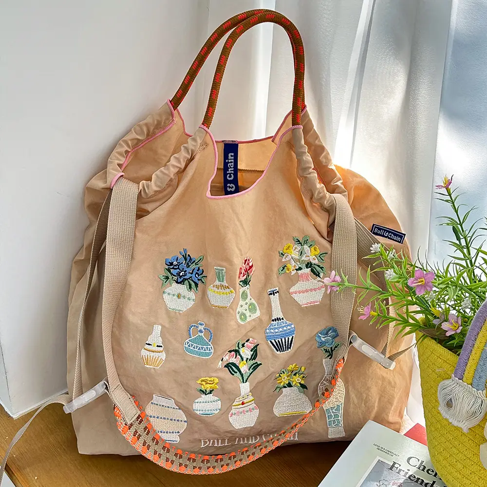 Japanese Embroidered Japanese Ball Chain Eco Bag - Image 56