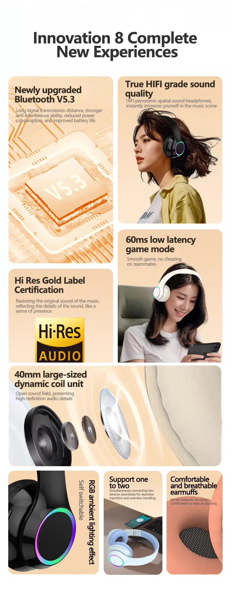 Wireless Bluetooth Headset with LED & Long Battery β feature 4