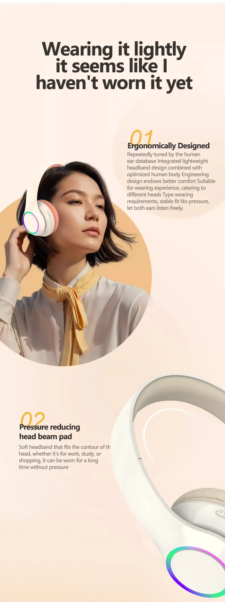 Wireless Bluetooth Headset with LED & Long Battery β feature 5