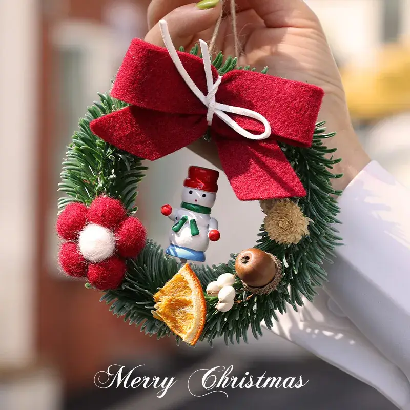 Christmas Red Bow Wreath Decor for Home