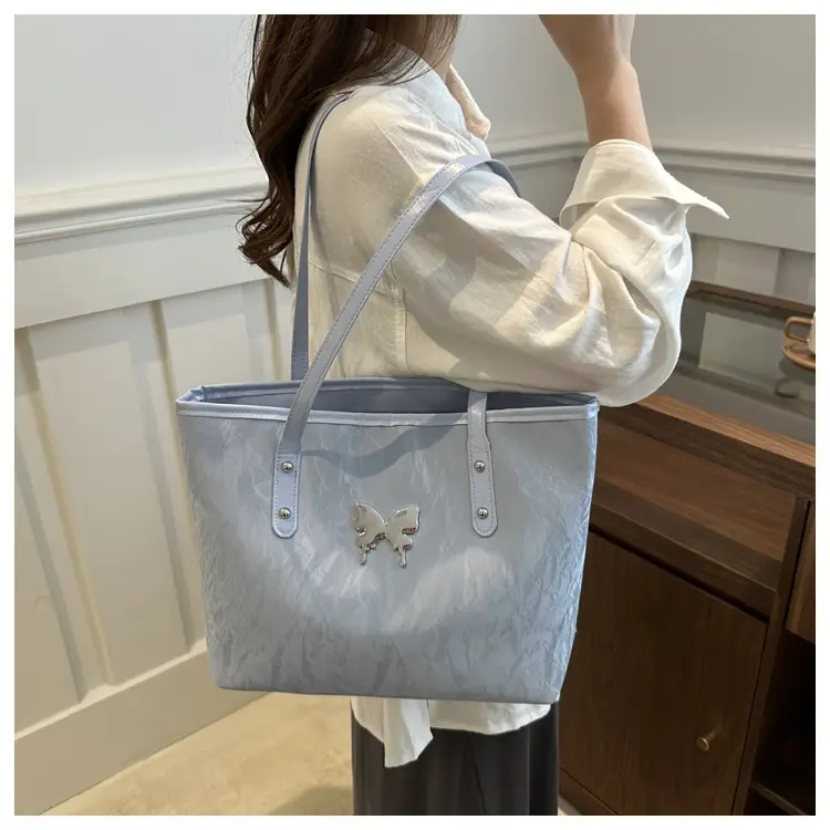 Women's Butterfly Embroidered Tote Bag Large Capacity Beige — feature 21