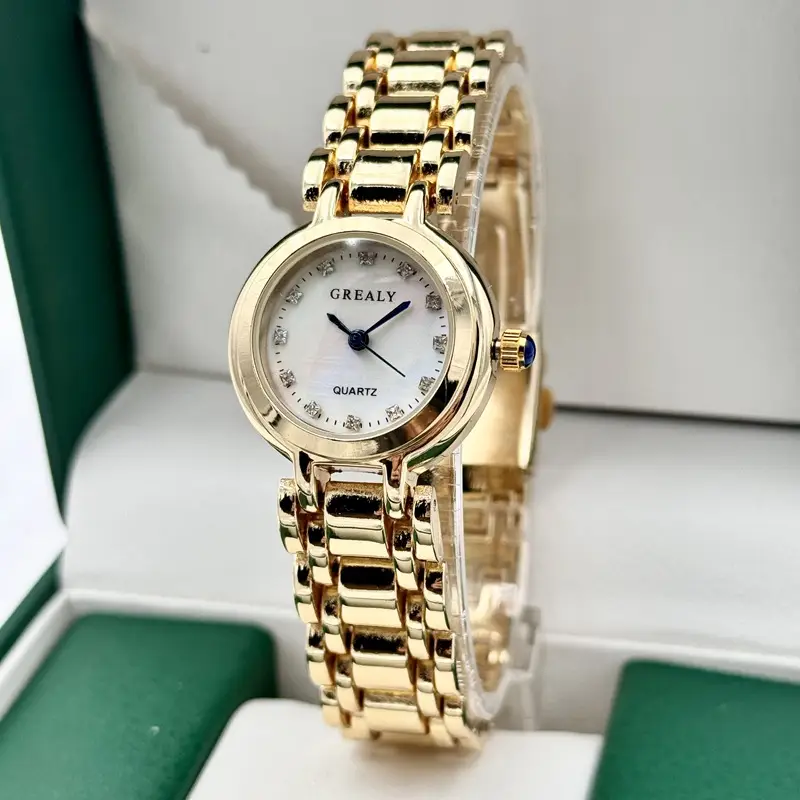 Gold Gold Plated Women's Quartz Watch with Diamond Dial - Image 5