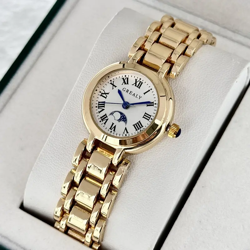 Women's Waterproof Moon Phase Quartz Watch Roman Dial Silver Strap - Image 3