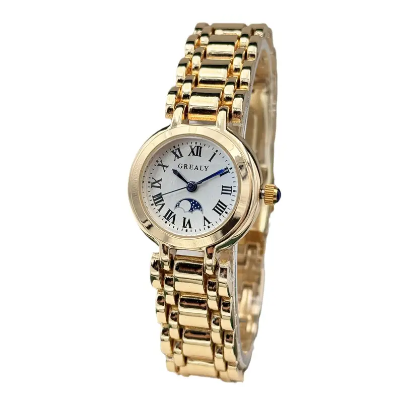 Women's Waterproof Moon Phase Quartz Watch Roman Dial Silver Strap - Image 6