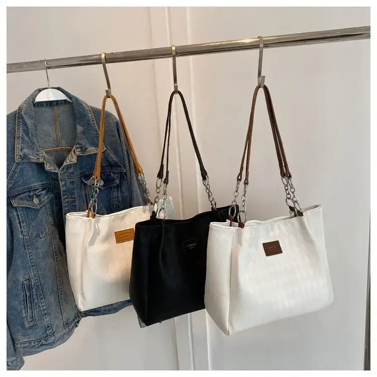 Women's Large Capacity Shoulder Tote Bag Cream 2024 — feature 21