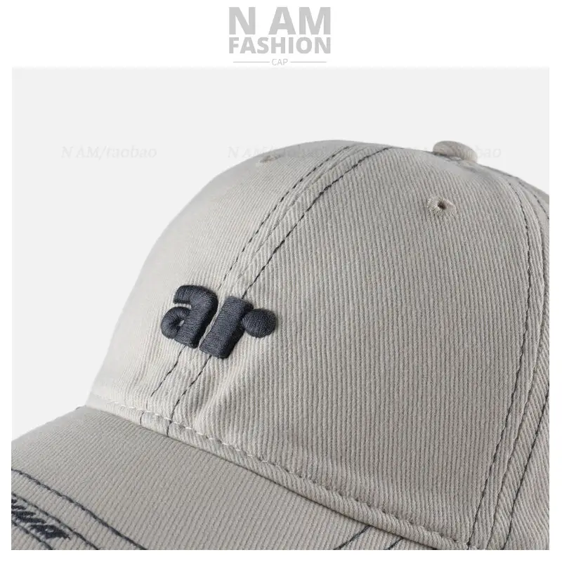 Women Gray Letter Embroidered Baseball Cap Small - Image 8