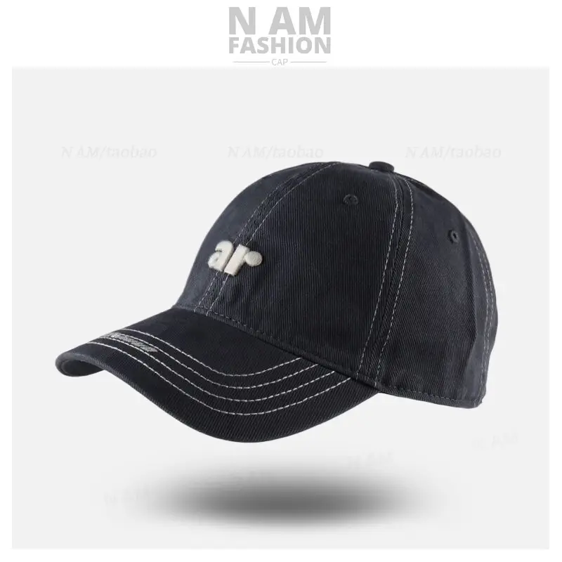 Women Gray Letter Embroidered Baseball Cap Small - Image 2