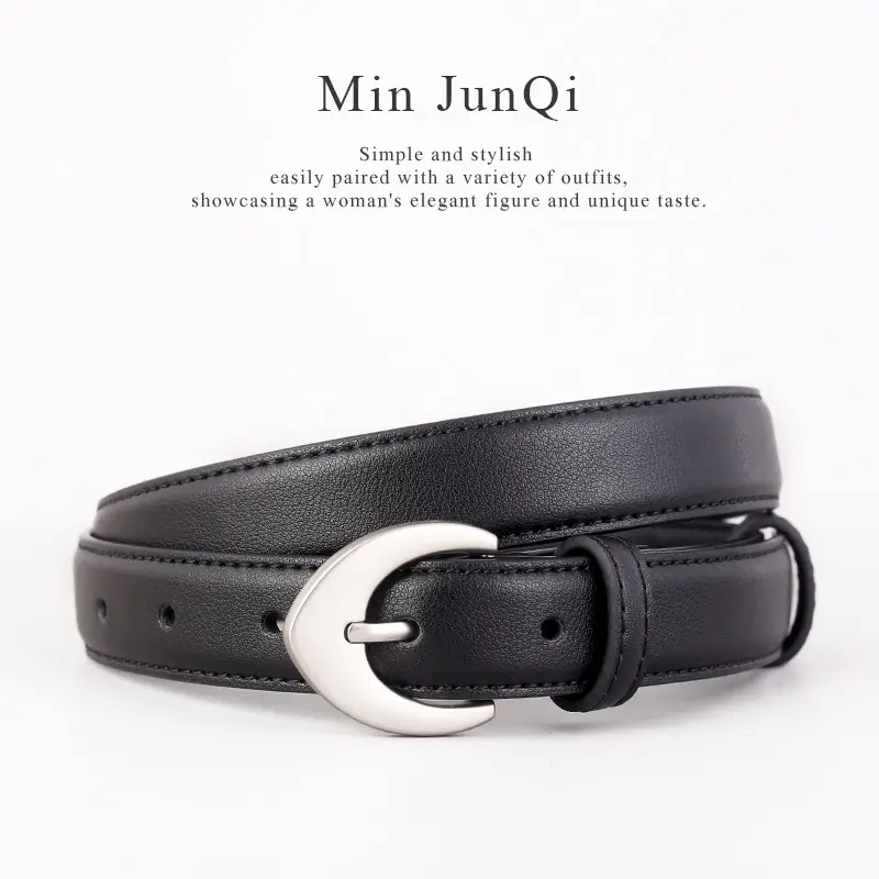 Women's Genuine Leather Belt Silver Buckle Waist Cinching 2025