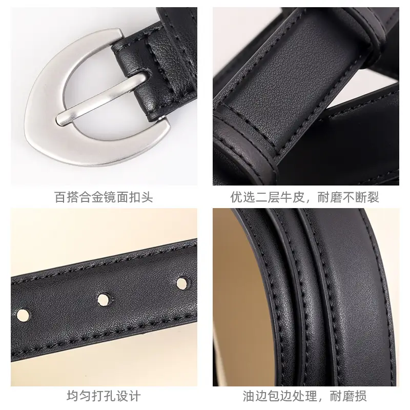 Women's Genuine Leather Belt Silver Buckle Waist Cinching 2025