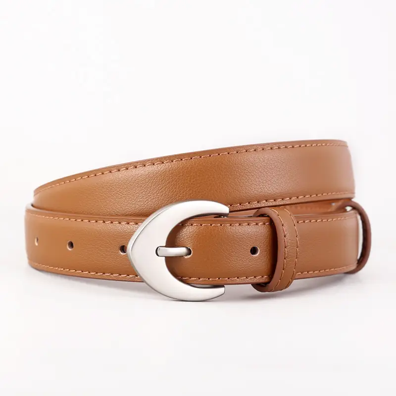 Women's Genuine Leather Belt Silver Buckle Waist Cinching 2025
