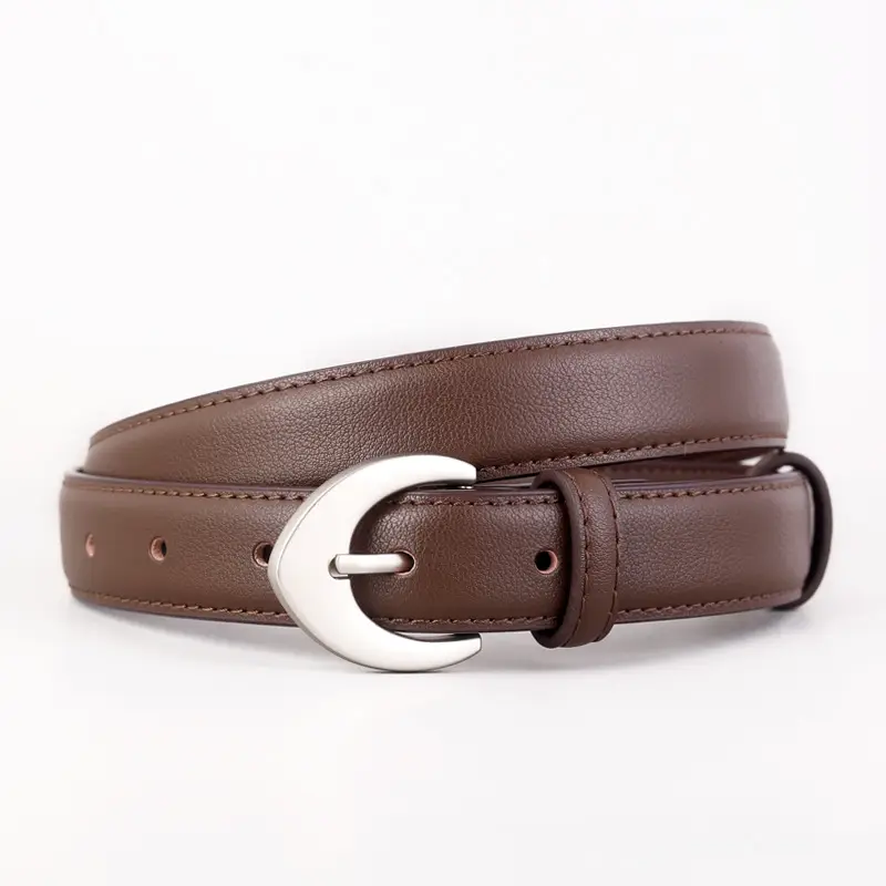 Women's Genuine Leather Belt Silver Buckle Waist Cinching 2025