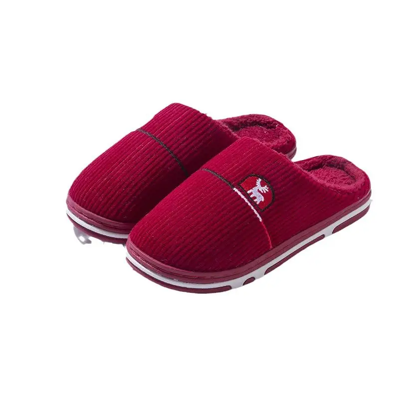 Middle-aged and elderly cotton slippers women's autumn and winter new home fleece-lined warm soft bottom non-slip cotton slippers men's one-piece hair generation