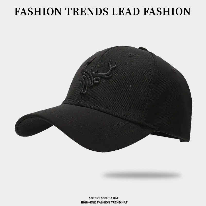 Men Baseball Cap Black Embroidered Winter Sunshade - Image 3