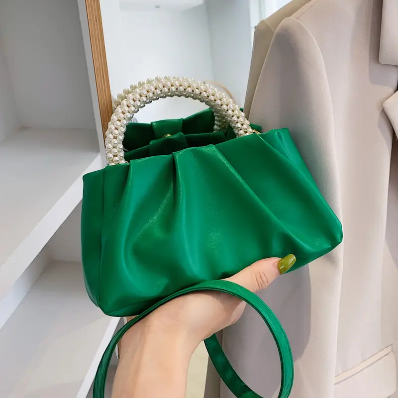 Green Pearl Handle Women's Shoulder Bag 2022