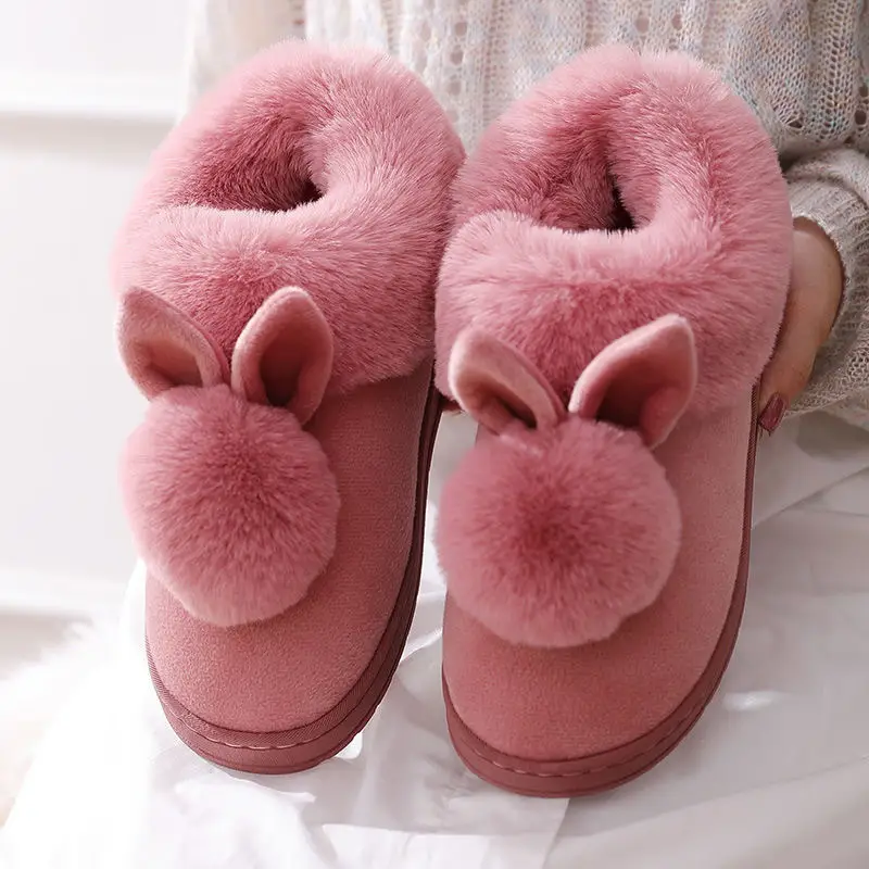 Pink Moon Shaped Women's Winter Slippers Thick Non-Slip - Image 10