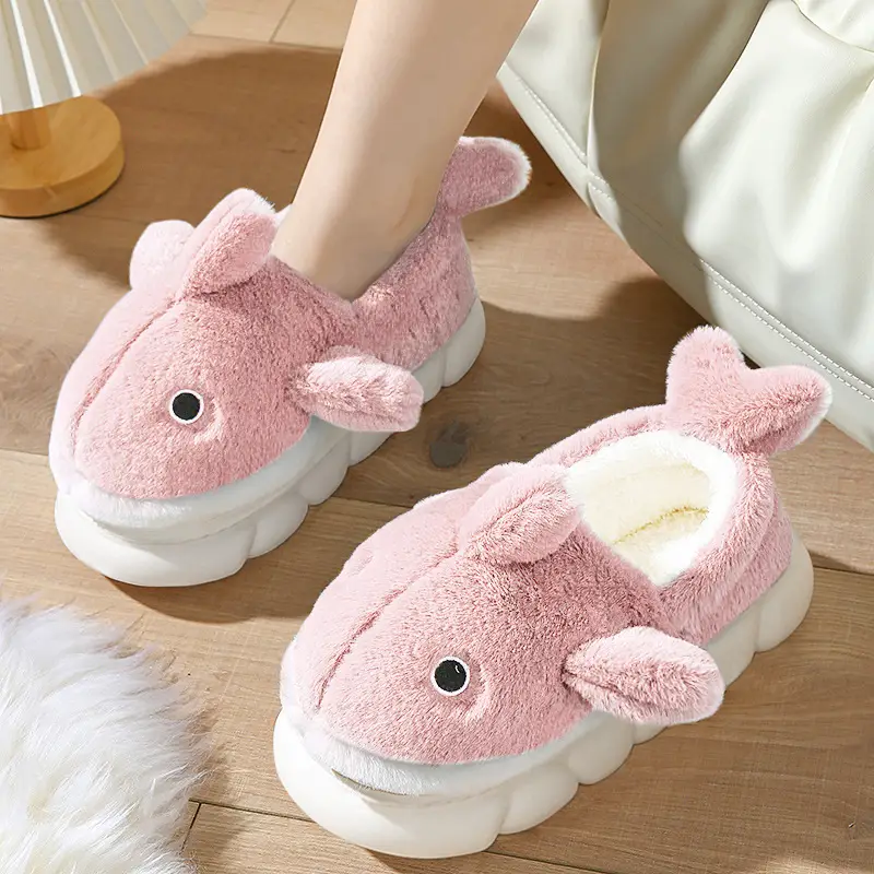 Pink Moon Shaped Women's Winter Slippers Thick Non-Slip - Image 13