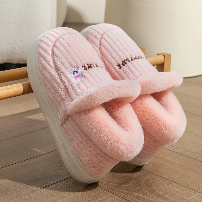 Pink Moon Shaped Women's Winter Slippers Thick Non-Slip - Image 4