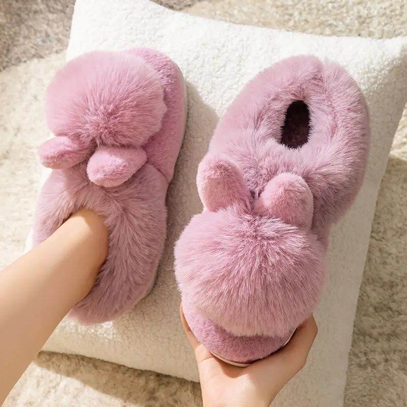 Pink Moon Shaped Women's Winter Slippers Thick Non-Slip - Image 8