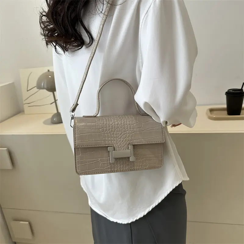 Black Croc Leather Crossbody Bag for Women 2023 - Image 7