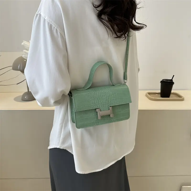 Black Croc Leather Crossbody Bag for Women 2023 - Image 8