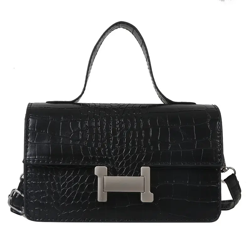 Black Croc Leather Crossbody Bag for Women 2023 - Image 10