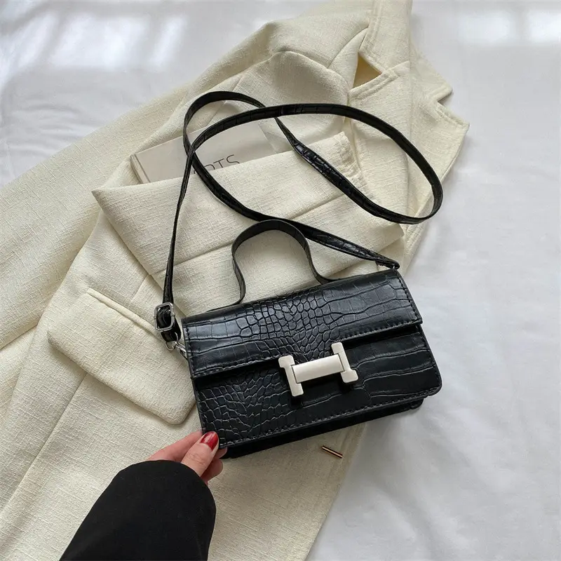 Black Croc Leather Crossbody Bag for Women 2023 - Image 11