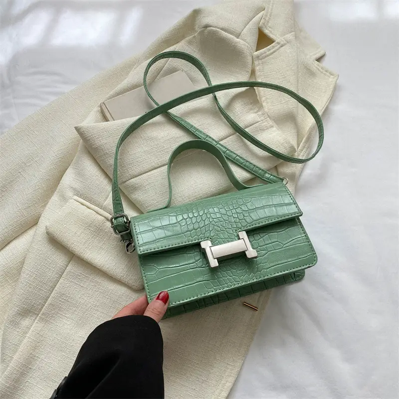 Black Croc Leather Crossbody Bag for Women 2023 - Image 4