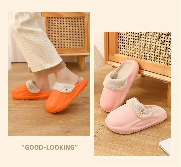 Waterproof Cotton Slippers Men's Autumn and Winter Explosions Indoor Warm fleece-lined Non-slip Outer Wear Thick Bottom Fashionable Couple Slippers — feature 15