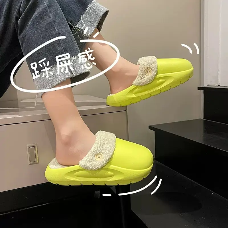 Waterproof Cotton Slippers Men's Autumn and Winter Explosions Indoor Warm fleece-lined Non-slip Outer Wear Thick Bottom Fashionable Couple Slippers — feature 19