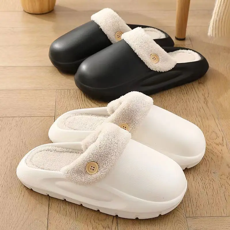 Waterproof Cotton Slippers Men's Autumn and Winter Explosions Indoor Warm fleece-lined Non-slip Outer Wear Thick Bottom Fashionable Couple Slippers — feature 6