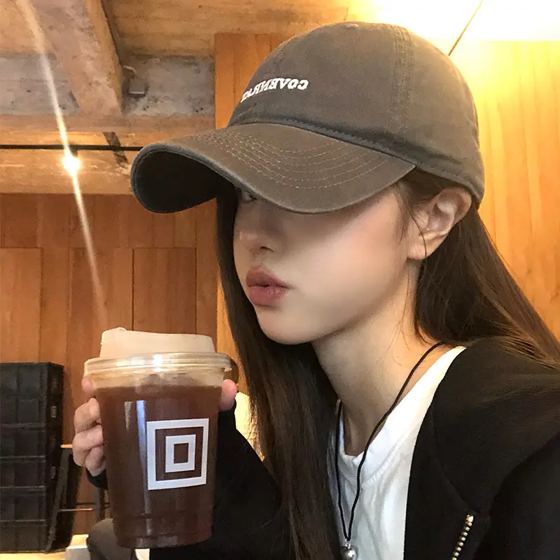 Korean Style Vintage Embroidered Baseball Cap Women Autumn Winter Wide Brim Big Face Big Head Wai Hat Face Small Cap - Image 7