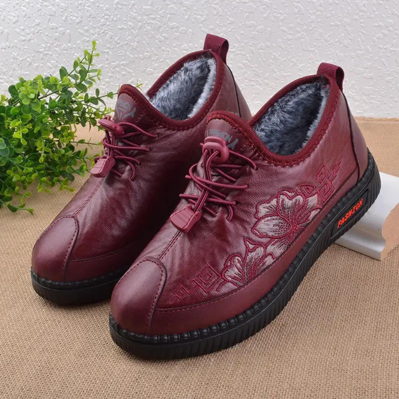 Mom's Shoes, Winter Fleece-Lined Shoes, Women's Cotton Shoes, Non-Slip and Warm, Elderly Women's Shoes, Winter Fleece-Lined, Non-Slip - Image 3
