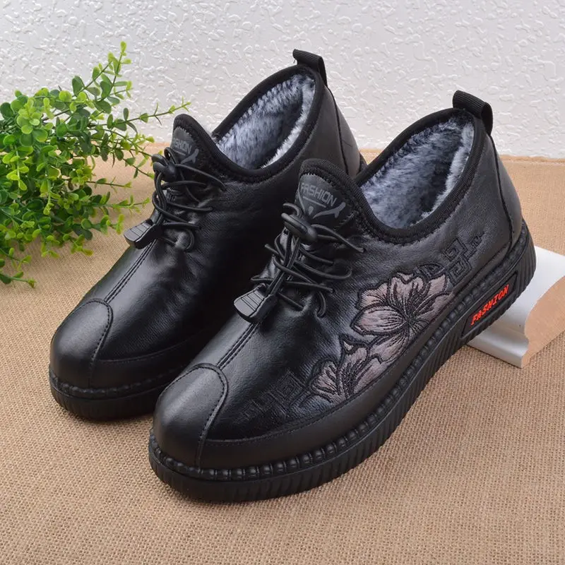 Mom's Shoes, Winter Fleece-Lined Shoes, Women's Cotton Shoes, Non-Slip and Warm, Elderly Women's Shoes, Winter Fleece-Lined, Non-Slip - Image 4