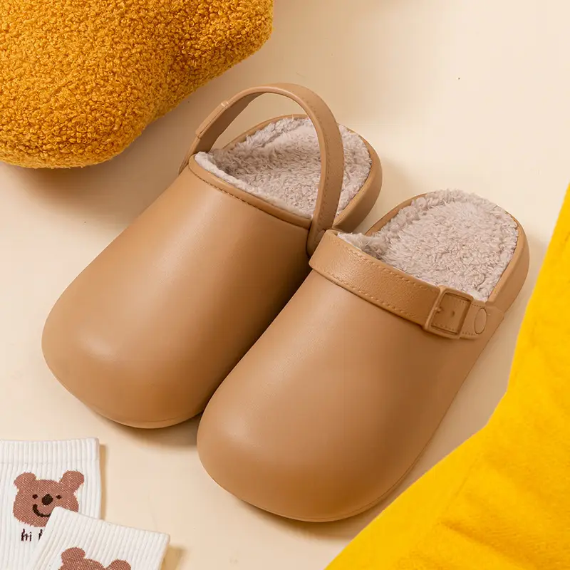 Thick-Soled Cotton Slippers for Women, Autumn and Winter 2026 New Model, Birkenstock-Style, Waterproof, Fleece-Lined, Non-Slip, Indoor Home Cotton Slippers for Men, Suitable for Outdoor Wear - Image 5