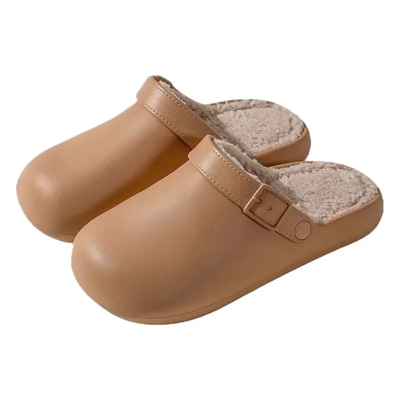 Thick-Soled Cotton Slippers for Women, Autumn and Winter 2026 New Model, Birkenstock-Style, Waterproof, Fleece-Lined, Non-Slip, Indoor Home Cotton Slippers for Men, Suitable for Outdoor Wear - Image 8
