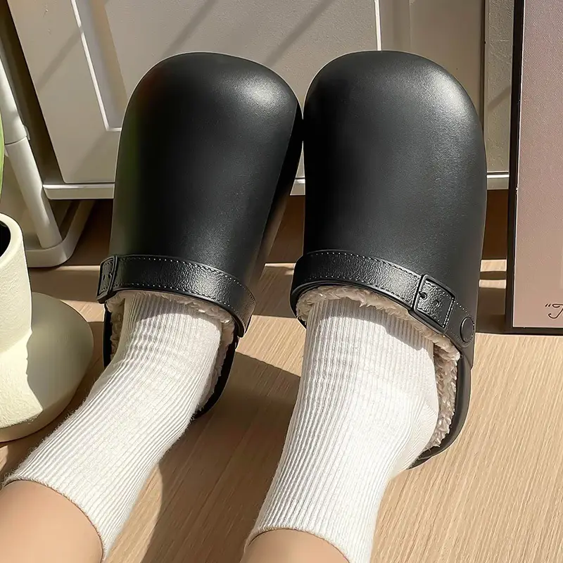 Thick-Soled Cotton Slippers for Women, Autumn and Winter 2026 New Model, Birkenstock-Style, Waterproof, Fleece-Lined, Non-Slip, Indoor Home Cotton Slippers for Men, Suitable for Outdoor Wear - Image 2