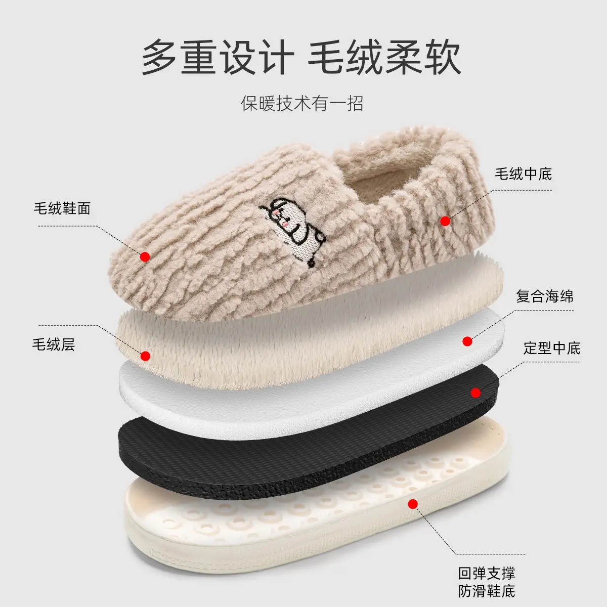 Women Winter Cotton Slippers with Heel 2025 Warm Fleece Lined - Image 12