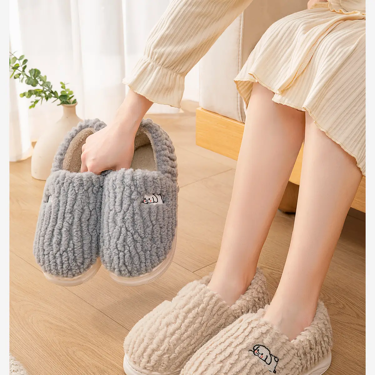 Women Winter Cotton Slippers with Heel 2025 Warm Fleece Lined — feature 16
