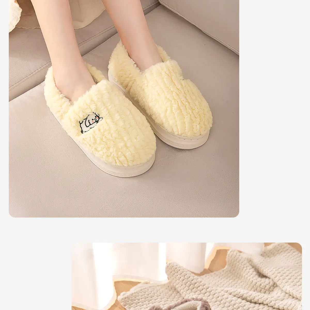 Women Winter Cotton Slippers with Heel 2025 Warm Fleece Lined — feature 19