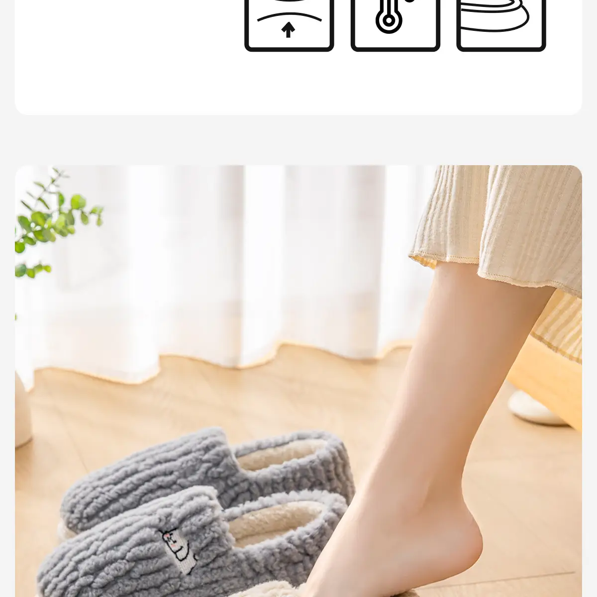 Women Winter Cotton Slippers with Heel 2025 Warm Fleece Lined — feature 2