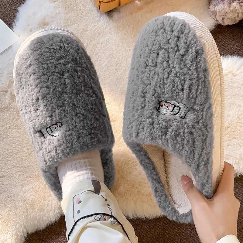 Women's Cotton Slippers for Winter with Closed Heel, 2026 New Style Maternity Shoes, Indoor Home Thick-Soled Plush Warm Couple's Cotton Shoes for Men - Image 6